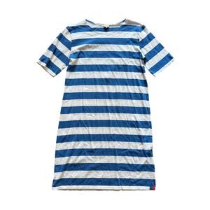 Kule The Tee Dress in Blue and White Stripe Short Sleeves Size Small 100% Cotton